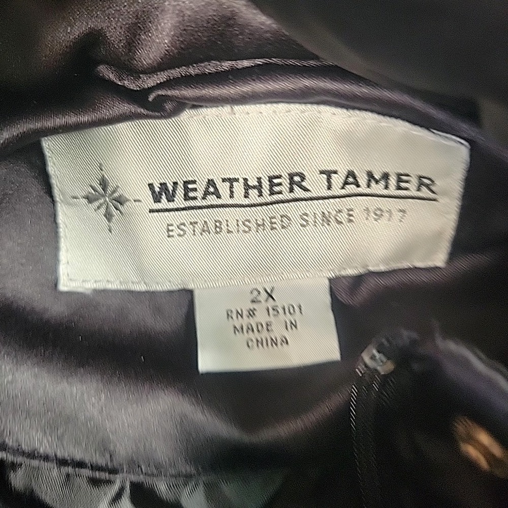 VTG Weather Tamer Puffer Jacket Women's 2X Zip Black Hooded Down Faux Fur - 2XL - Picture 4 of 10